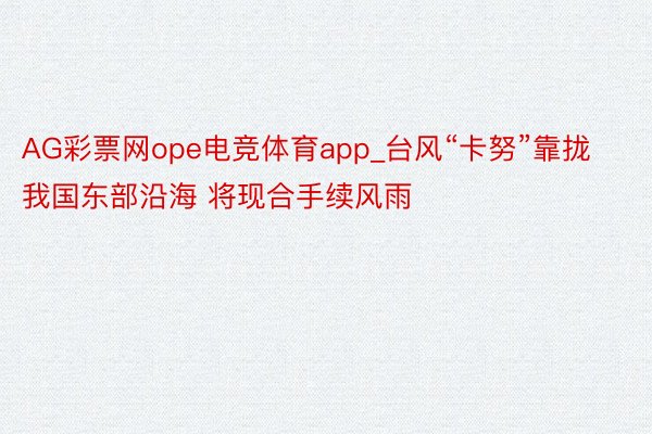 AG彩票网ope电竞体育app_台风“卡努”靠拢我国东部沿海 将现合手续风雨