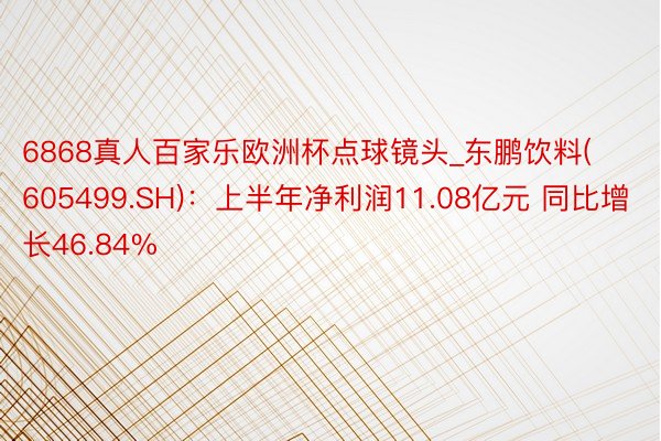 6868真人百家乐欧洲杯点球镜头_东鹏饮料(605499.SH)：上半年净利润11.08亿元 同比增长46.84%