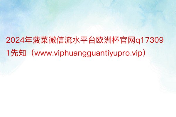 2024年菠菜微信流水平台欧洲杯官网q173091先知（www.viphuangguantiyupro.vip）