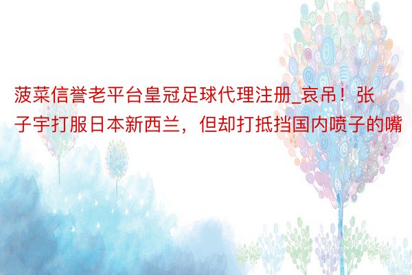 菠菜信誉老平台皇冠足球代理注册_哀吊！张子宇打服日本新西兰，但却打抵挡国内喷子的嘴
