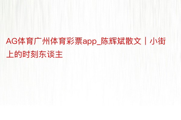 AG体育广州体育彩票app_陈辉斌散文｜小街上的时刻东谈主